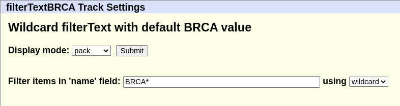 Browser results after applying a text filter to narrow displayed track items