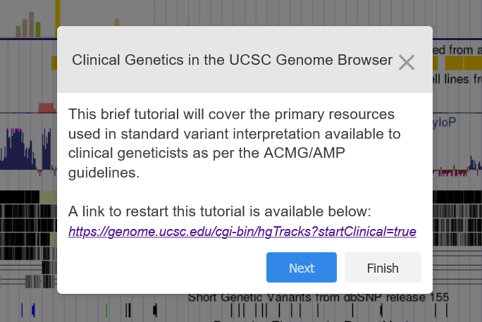 Thumbnail for the clinical genomics tutorial showing Genome Browser usage